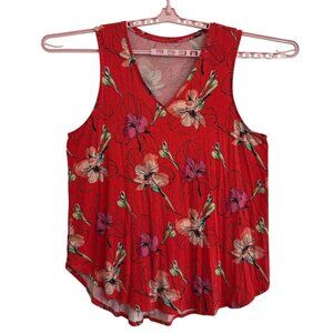Apt. 9 Essentials Womens Red Tropical Floral Sleeveless V-Neck Tank Top XXL